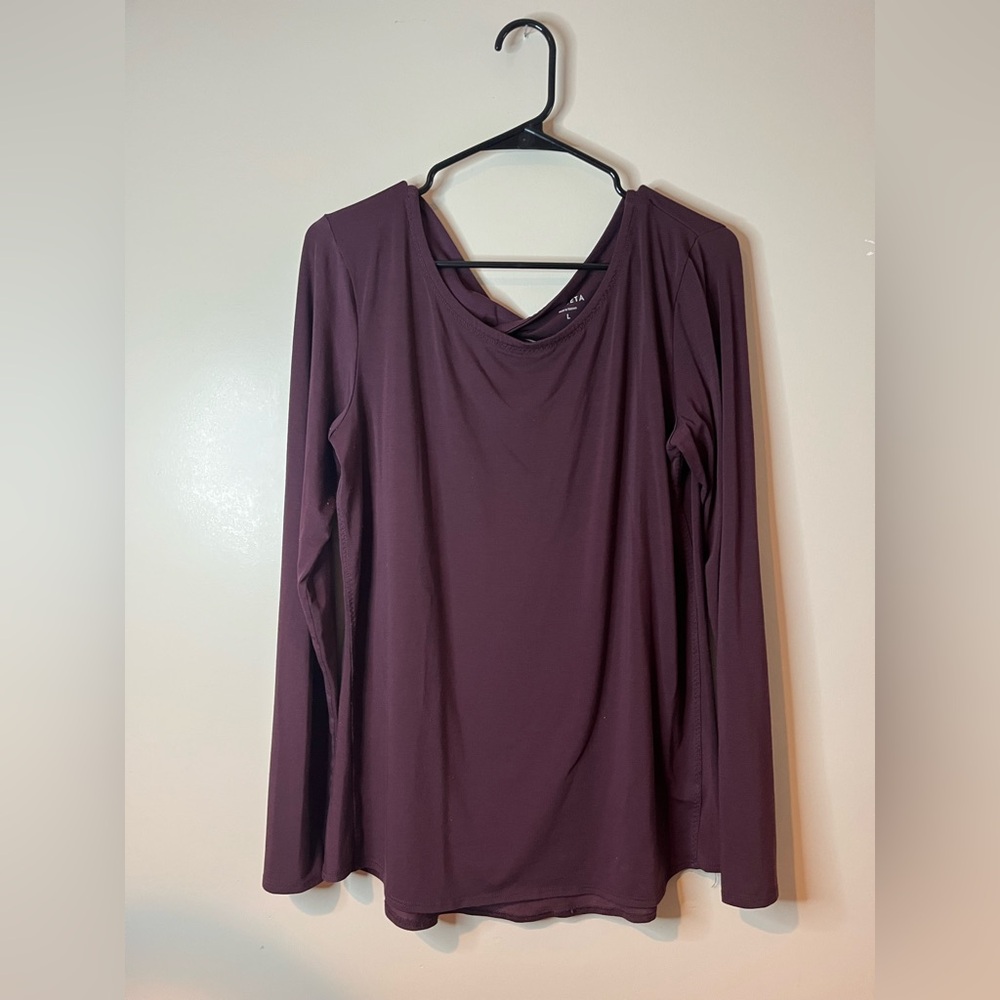 Athleta Burgundy Twist Back Long Sleeve Top EUC